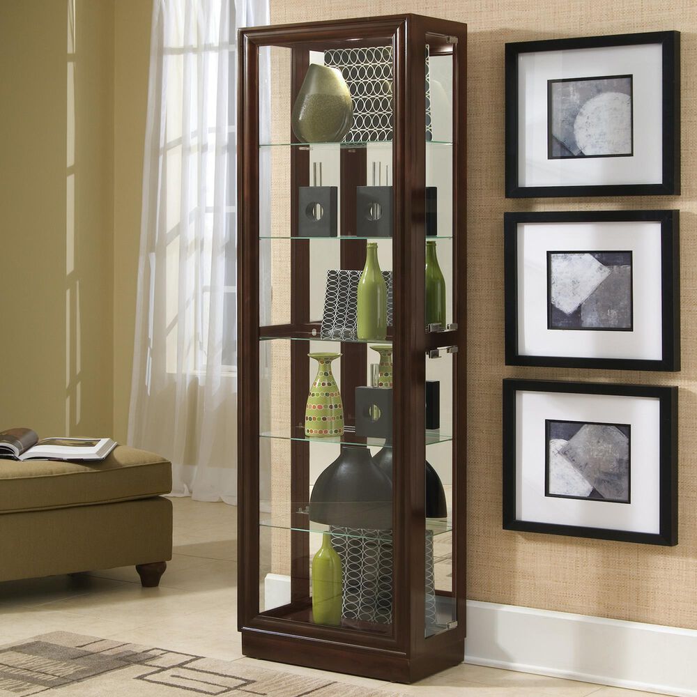 Chapel Hill 5-Shelf Curio Cabinet in Cherry Brown, , large