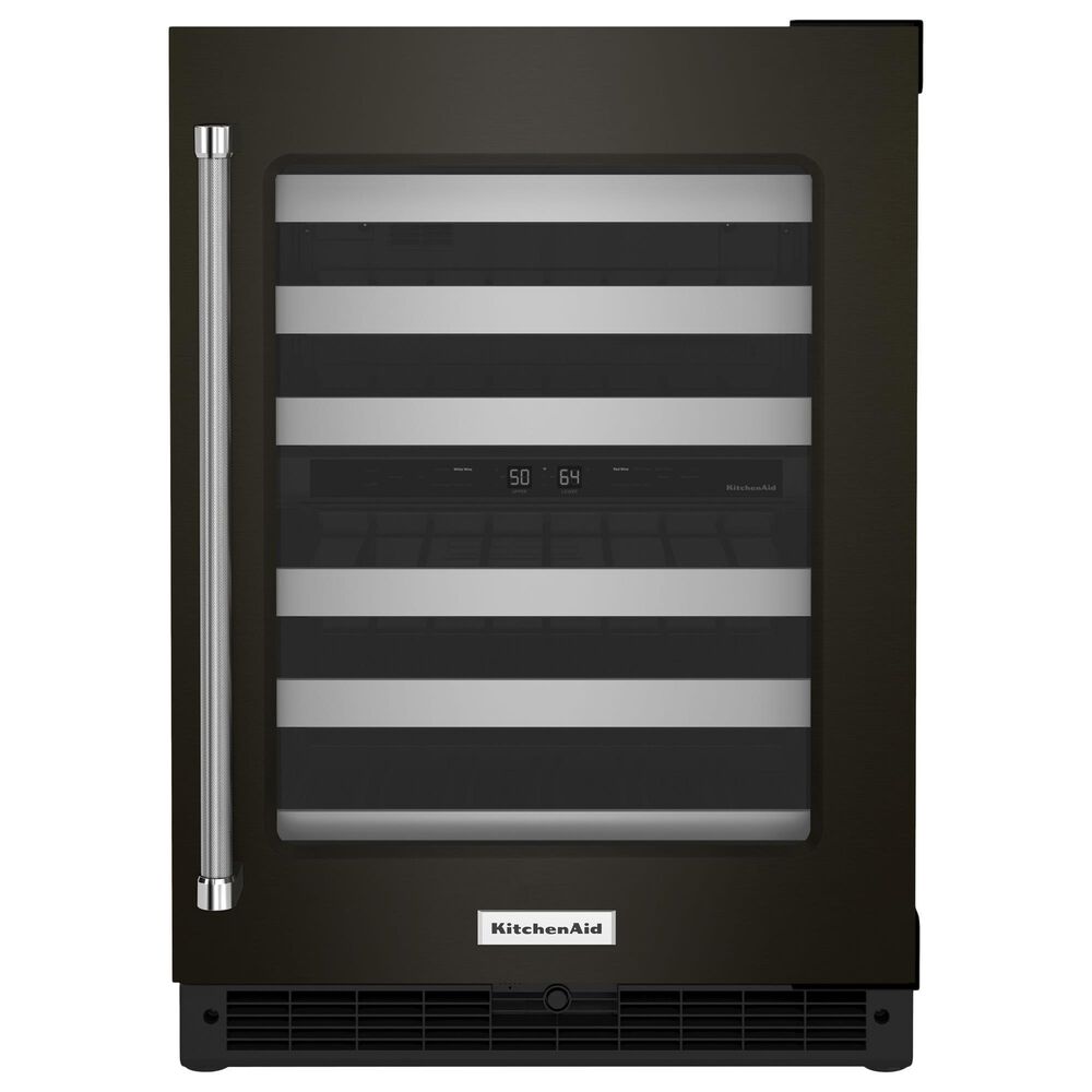 KitchenAid 24" Undercounter Wine Cellar with Right Hinge, Metal-Front Racks in Black Stainless Steel, , large