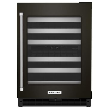 KitchenAid 24" Undercounter Wine Cellar with Right Hinge, Metal-Front Racks in Black Stainless Steel, , large