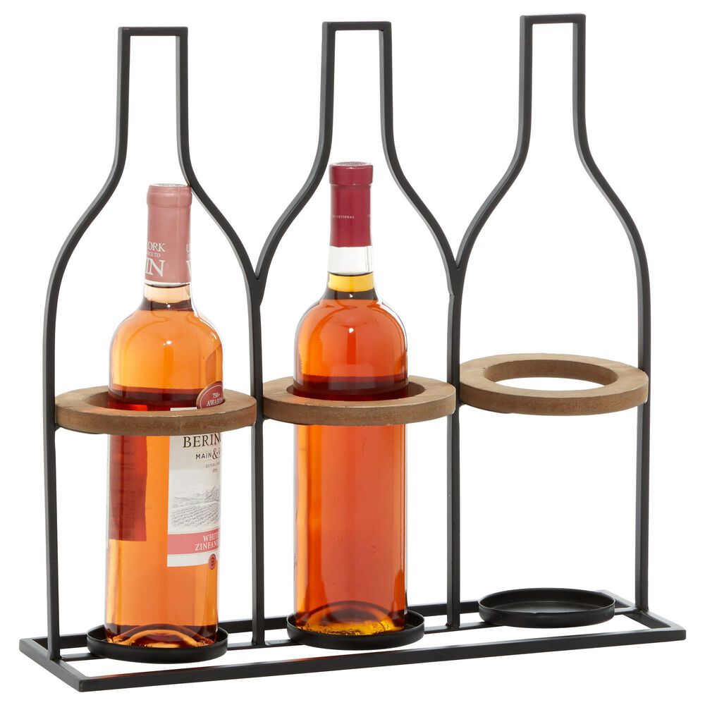 Maple and Jade 3-Compartment Farmhouse Wine Holder in Black, , large