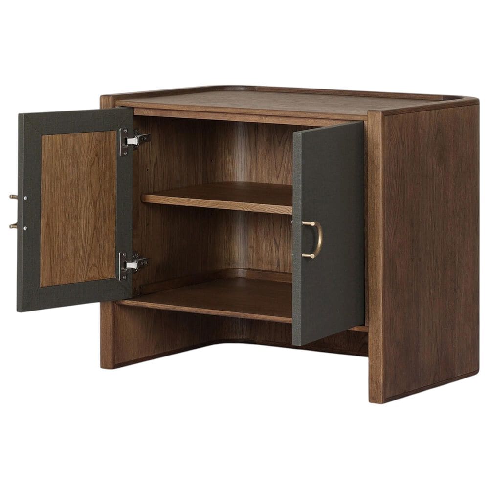 Four Hands Kiran Nightstand in Amber Oak and Dark Green, , large