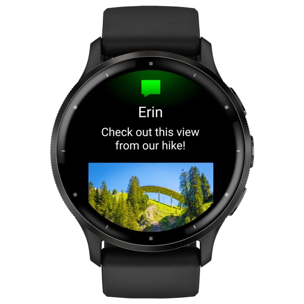 Garmin Venu 3 45mm Watch Slate Stainless Bezel Steel Black Case and Black Silicone Band, , large
