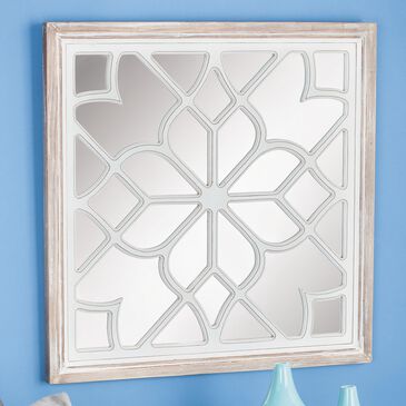 Maple and Jade 30" Square Wall Mirror in Brushed White, , large
