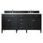 James Martin Vanities Brittany 72" Double Bathroom Vanity in Black Onyx with 3 cm Lime Delight Quartz Top and Rectangular Sinks, , large