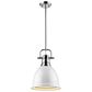 Golden Lighting Duncan Small Pendant with Rod in Chrome with a White Shade, , large