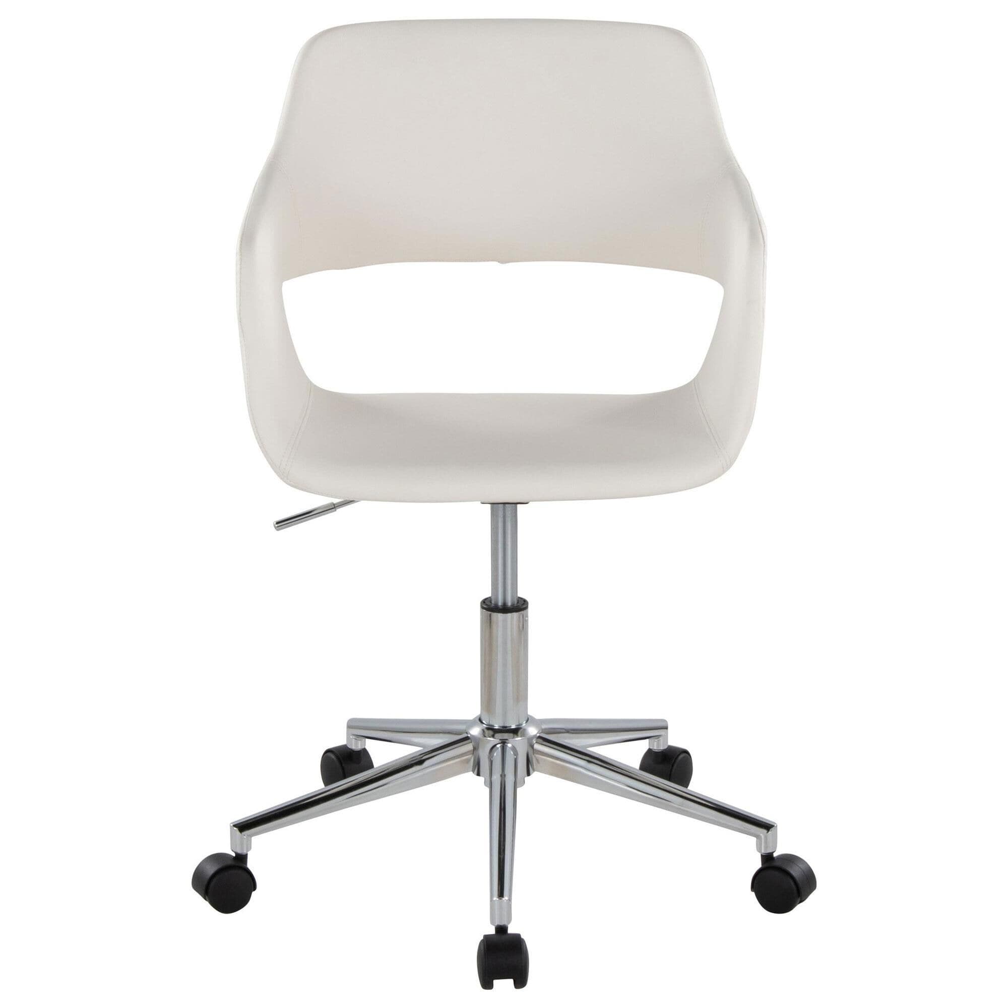 LumiSource Margarite Swivel Task Chair with White Faux Leather