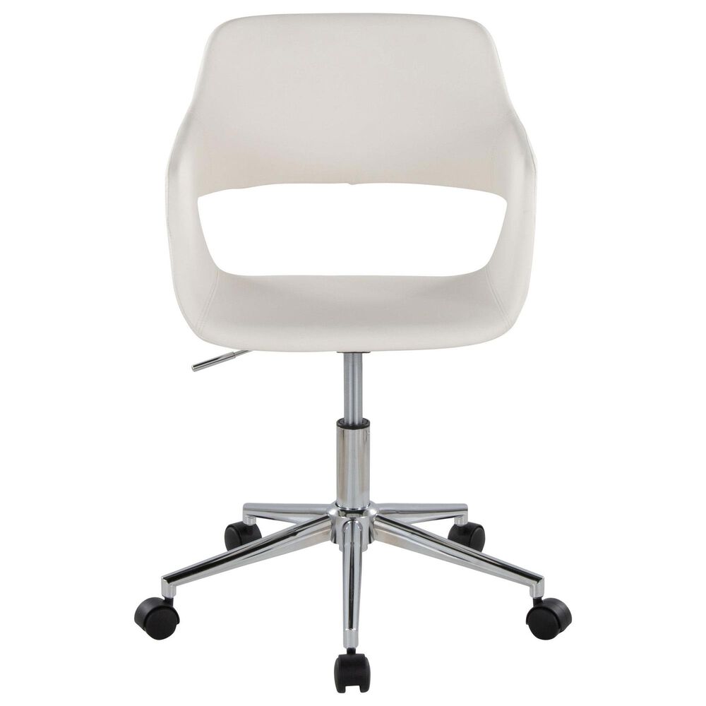 LumiSource Margarite Swivel Task Chair with White Faux Leather Cushion in Chrome, , large