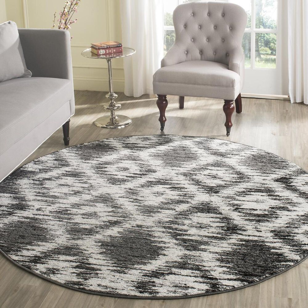 Safavieh Adirondack ADR118R-4R 4" x 4"  Charcoal/Ivory Round Rug, , large