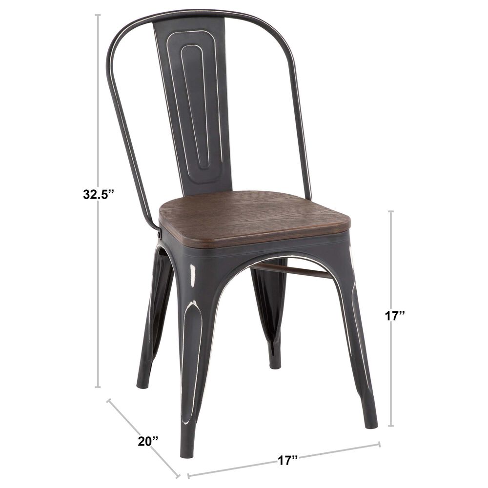 Lumisource Oregon Stackable Dining Chair in Esoressi/Vintage White &#40;Set of 2&#41;, , large