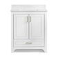 37B Lucerne 30" Single Bathroom Vanity in Bright White with Marble Top and Backsplash, , large