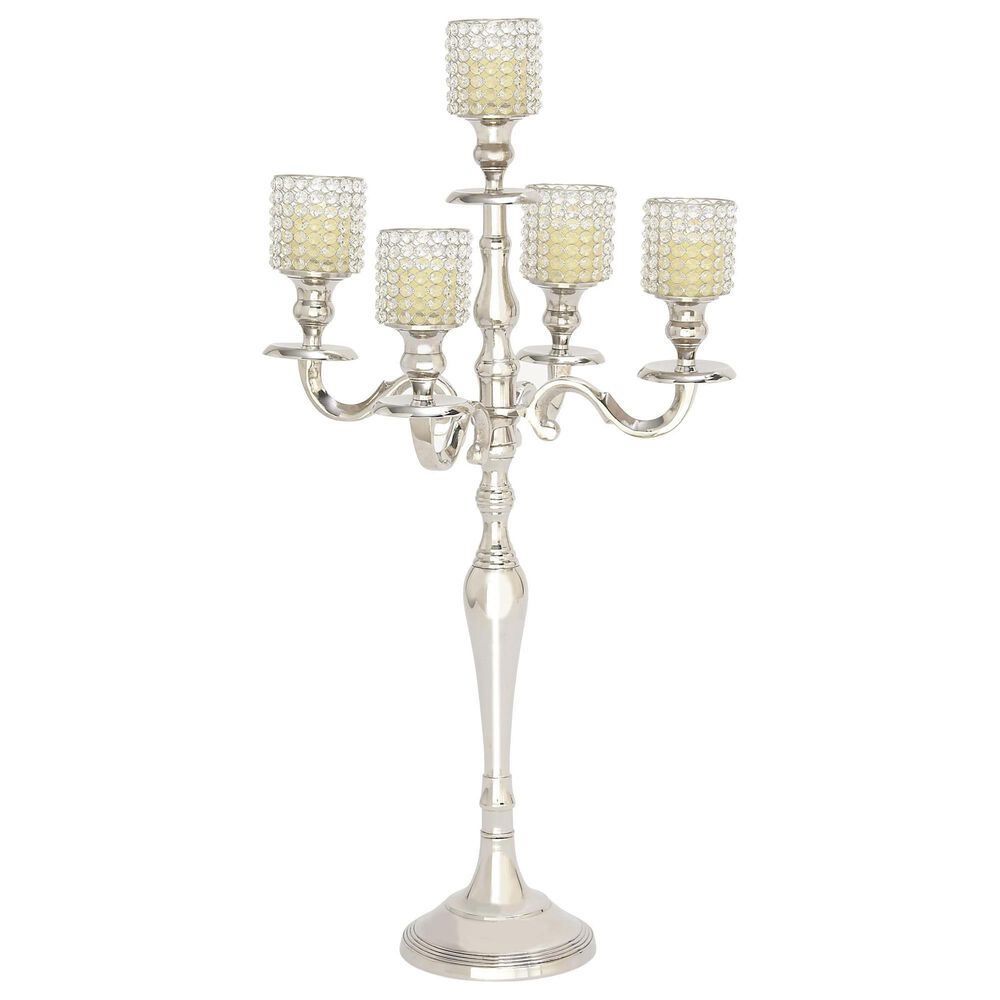 Maple and Jade 15&quot; x 29&quot; Hurricane Lamp in Silver, , large