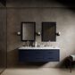 Lexora Home Castor 60" Double Bathroom Vanity in Blue with 2 cm White Quartz Top and Rectangular Sinks, , large
