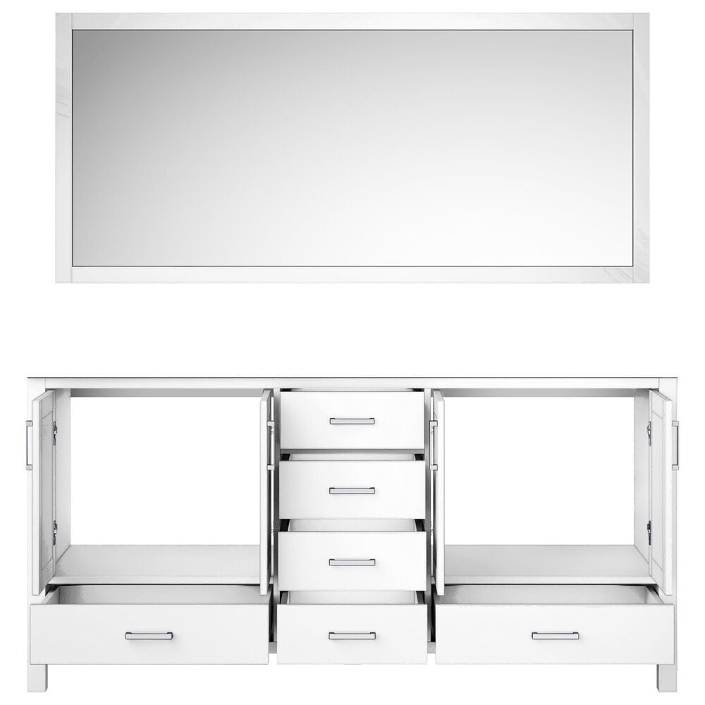 Lexora Home Jacques 72&quot; Double Bathroom Vanity Cabinet Only in White and 70&quot; Mirror, , large