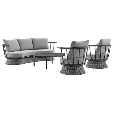 Blue River Monk 4-Piece Patio Conversation Set in Dark Gray and Black, , large