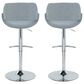 LumiSource Fabrico Swivel Adjustable Bar Stool with Blue Noise Fabric Upholstery and Rounded T Footrest in Chrome (Set of 2), , large