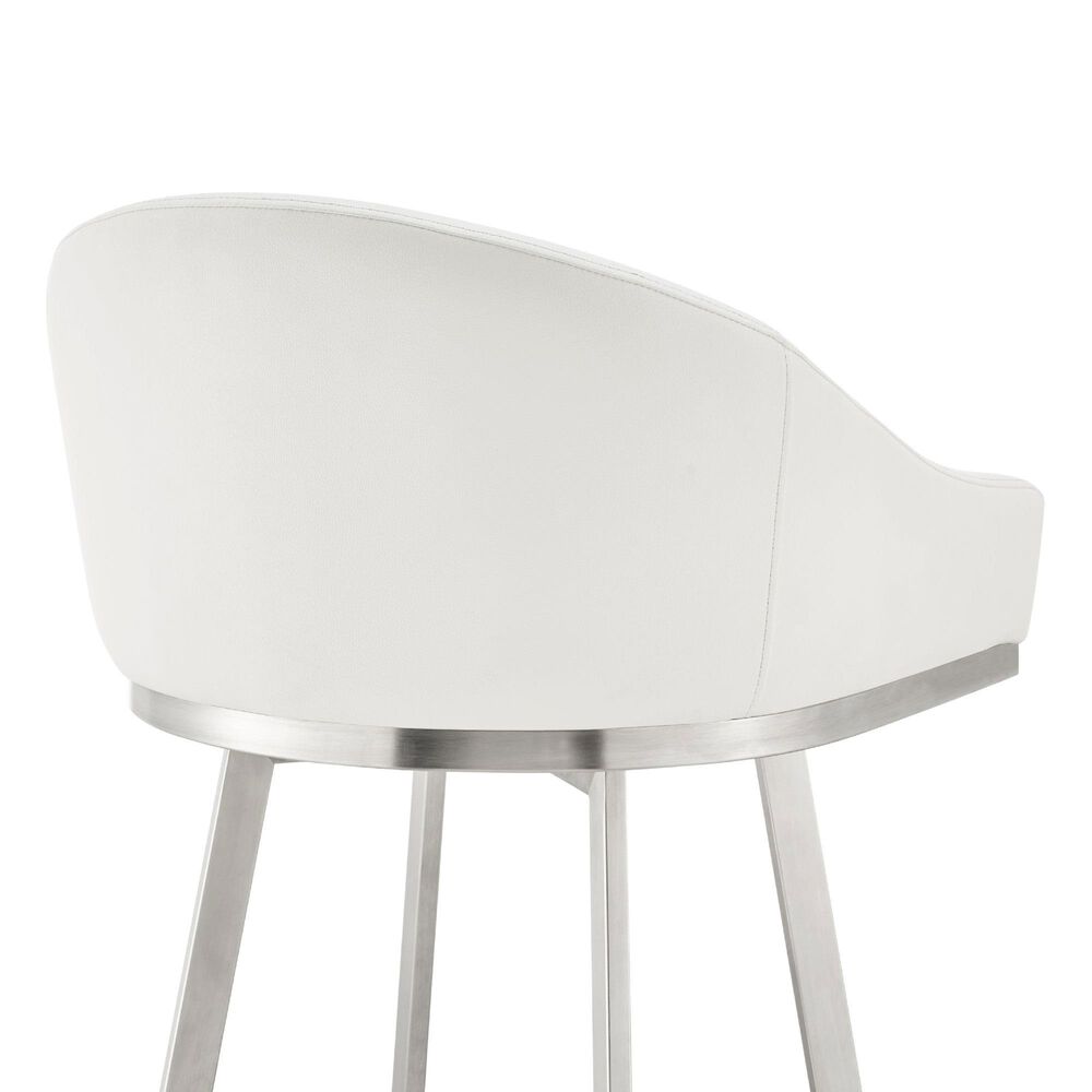 Blue River Eleanor Swivel Barstool with White Cushion in Brushed Stainless Steel, , large