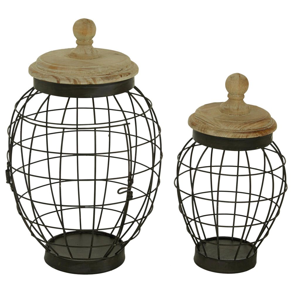 Maple and Jade Farmhouse Decorative Jar in Black and Brown &#40;Set of 2&#41;, , large