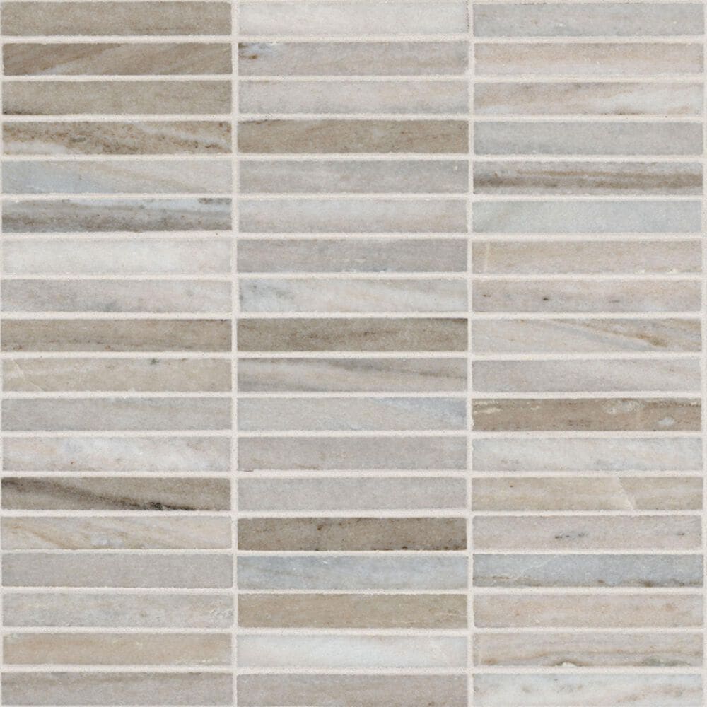 MS International Ravello Mini Stack 0.625" x 4" on 12" x 12" Marble Mosaic Sheet, , large