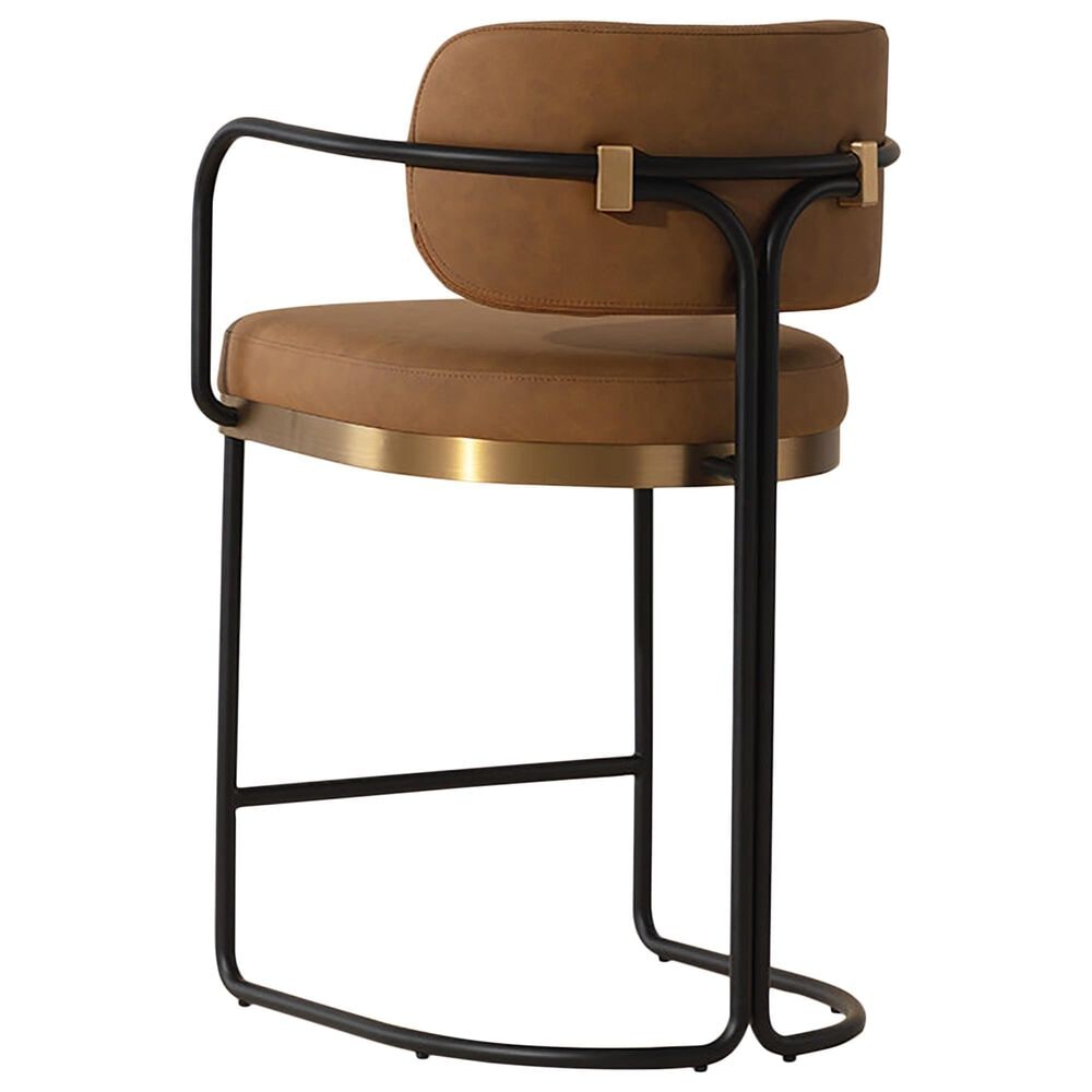 37B Jalen Counter Stool with Milliken Cognac Cushion in Black and Gold, , large