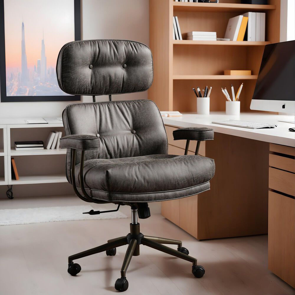 HOMLUX High Back Executive Office Chair with Suede Leather in Gray, , large