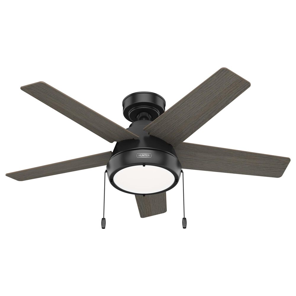Hunter Burroughs 44" Ceiling Fan with LED Lights in Matte Black, , large