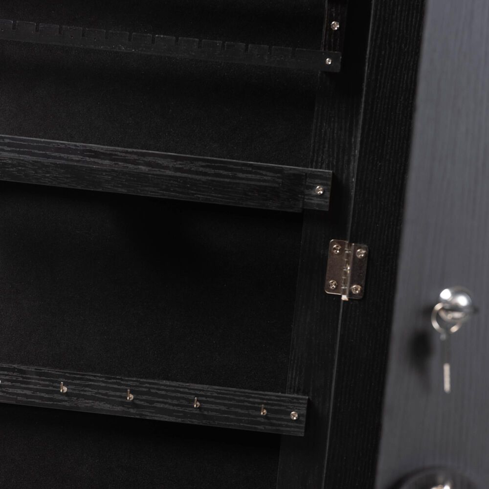 Baxton Studio Ryoko Jewelry Armoire with Mirror in Black NFM