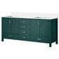 Lexora Home Jacques 72" Double Bathroom Vanity in Green with 2 cm White Cultured Marble Top and Rectangular Sinks, , large