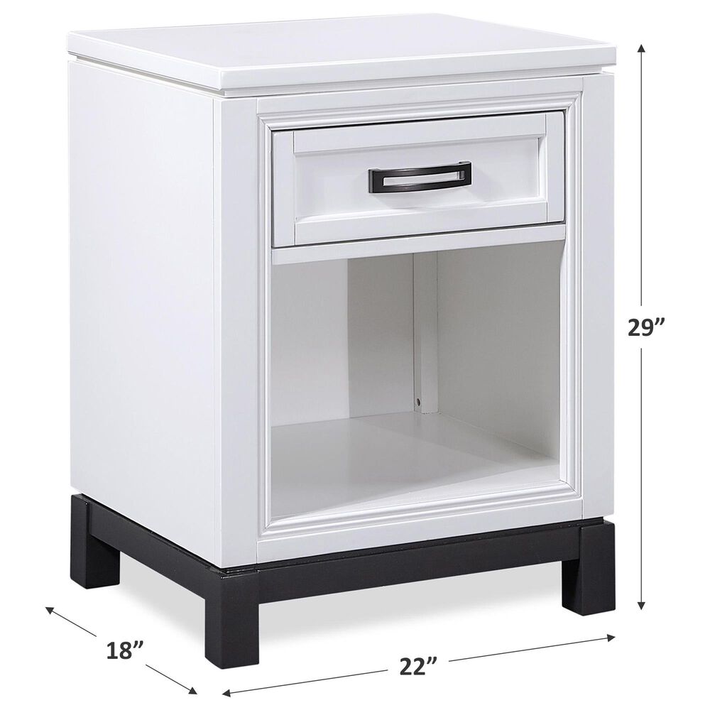 Riva Ridge Hyde Park 1-Drawer Nightstand in White and Black, , large