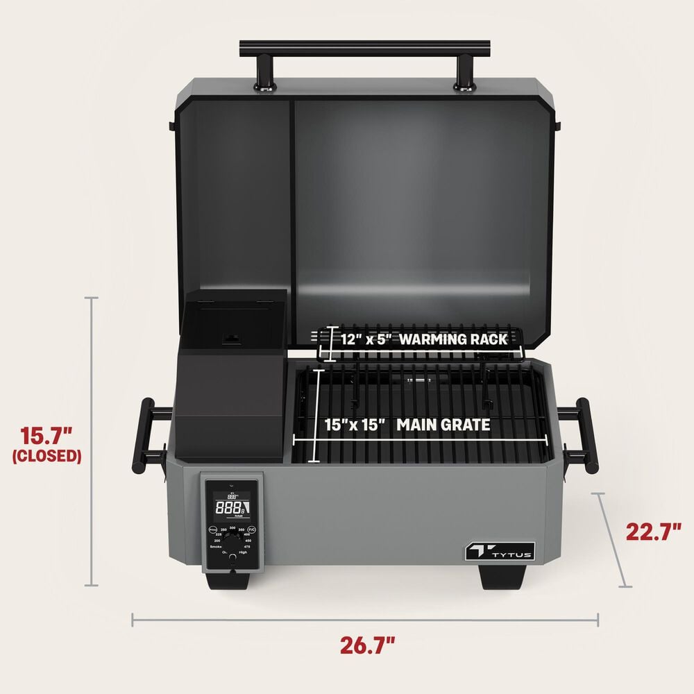 TYTUS Emberwood Portable Pellet Smoker in Gunmetal Gray, , large