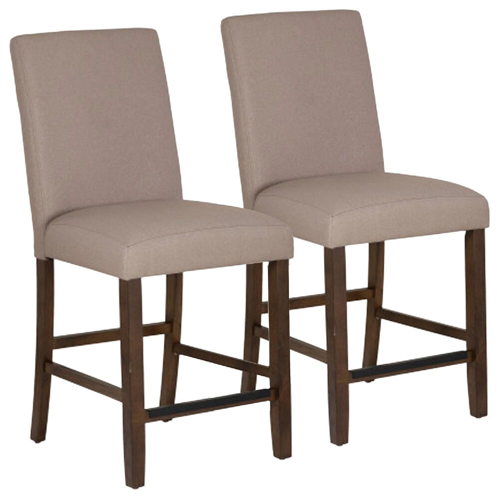 Linon Home Decor Spiva Counter Stool with Tan Cushion in Brown (Set of 2), , large