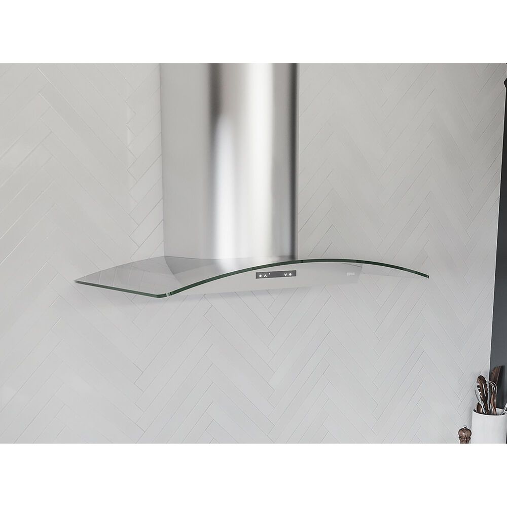 Zephyr Milano 36&quot; Wall Range Hood in Stainless Steel and Glass, , large