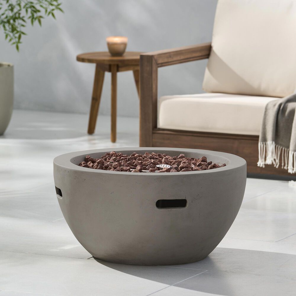 Hearth and Haven Outdoor Bowl-Shaped Propane Fire Pit with 40,000 BTU Output in Light Gray, , large