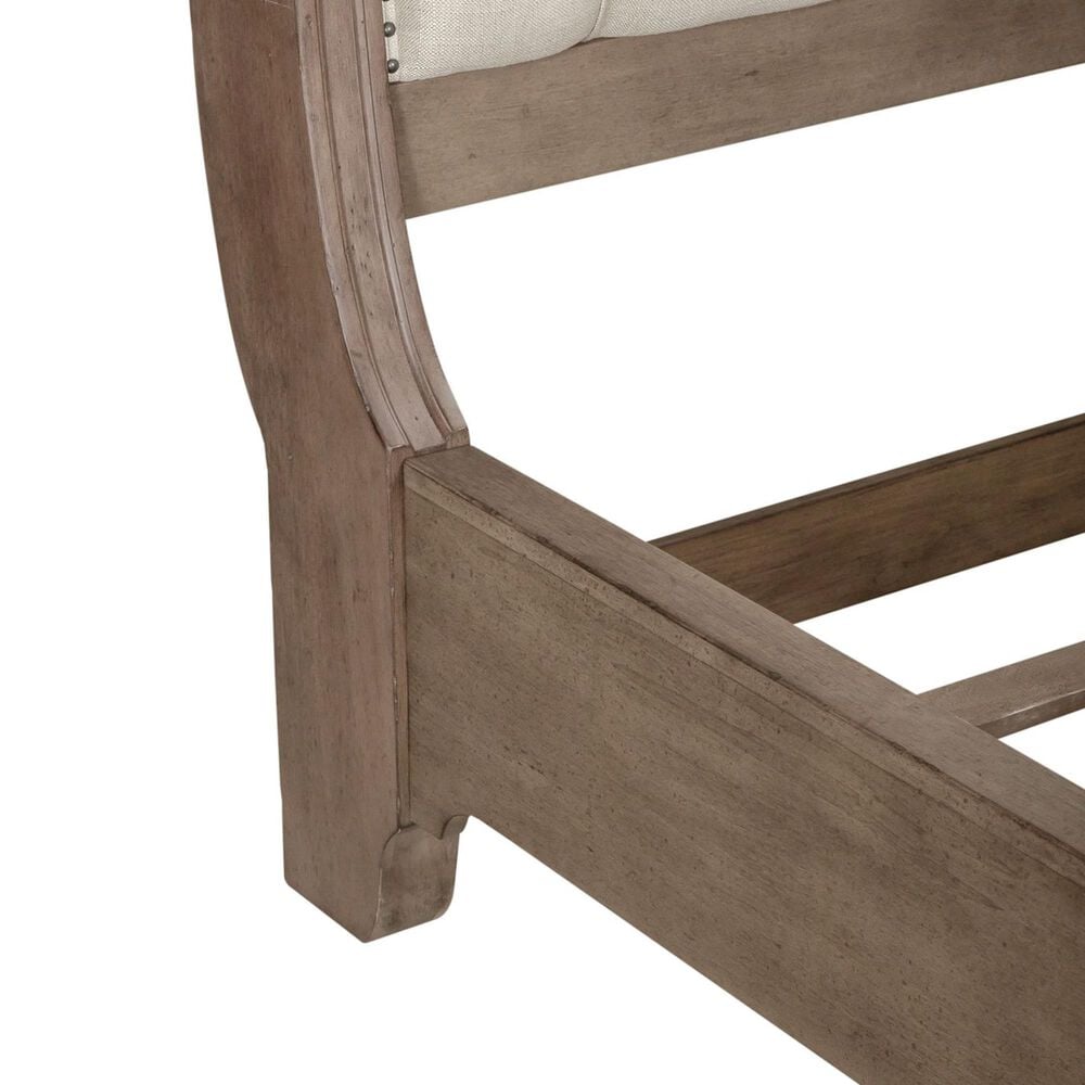 Belle Furnishings Americana Farmhouse 4 Piece Queen Sleigh Bedroom Set in Dusty Taupe and Black, , large