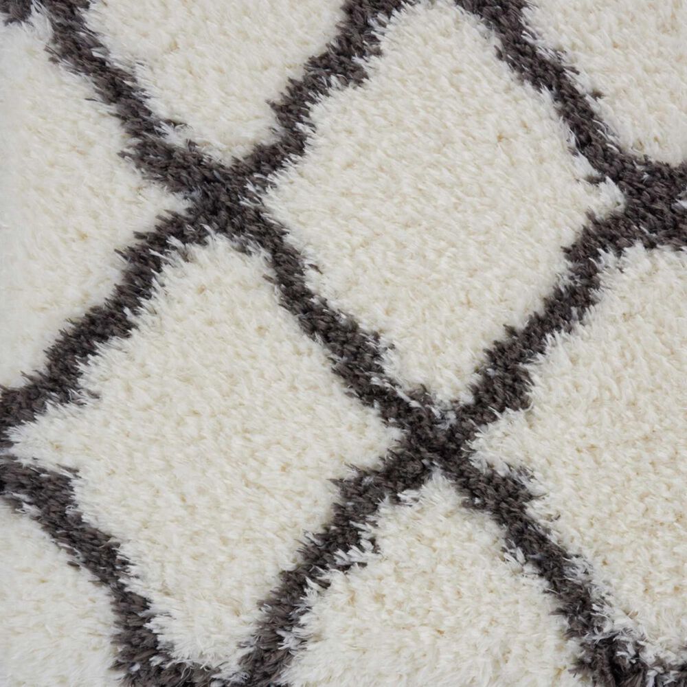 Nourison Luxe Shag LXS02 9&#39; x 12&#39; Ivory and Charcoal Area Rug, , large
