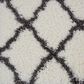 Nourison Luxe Shag LXS02 9" x 12" Ivory and Charcoal Area Rug, , large