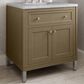 James Martin Vanities Chicago 30" Single Bathroom Vanity in Walnut Whisper with 3 cm Carrara White Marble Top and Rectangular Sink, , large