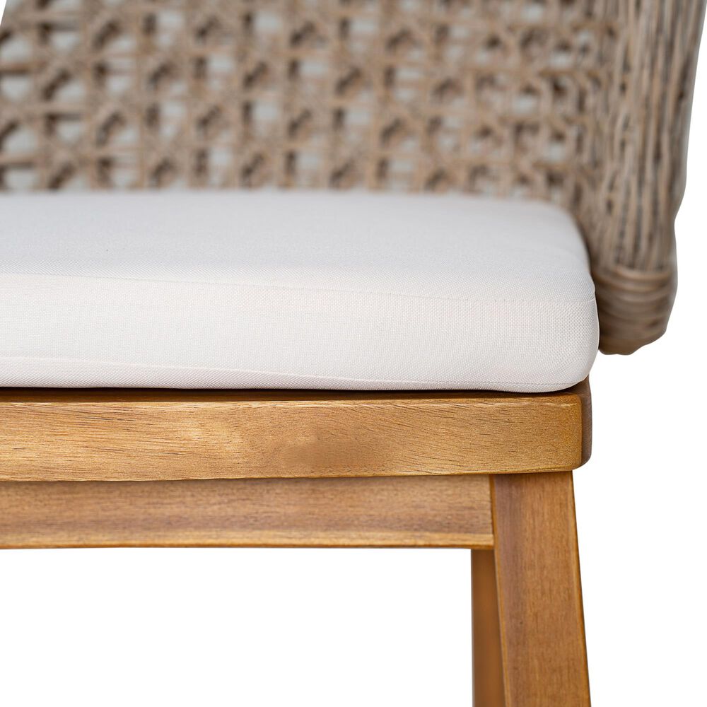 Hearth and Haven Outdoor Bar Stool with Woven Wicker Back and Cushion in Beige (Set of 2), , large