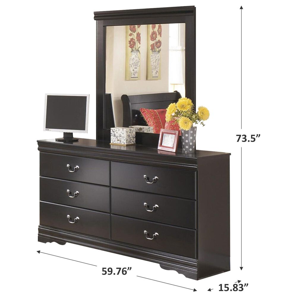 Ashley Huey Vineyard 6-Drawer Dresser and Mirror in Black, , large