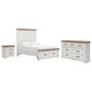 Ashley Savonport Full Storage Bed with Dresser and Nightstand in White and Brown, , large