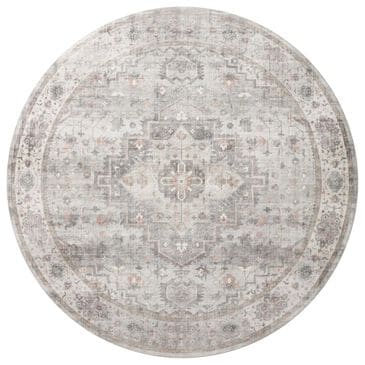 Loloi II Heidi 7"6" Round Dove and Blush Area Rug, , large