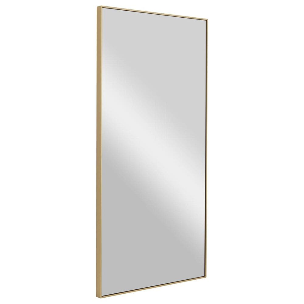 Maple and Jade 36&quot; x 18&quot; Rectangular Wood Wall Mirror with Thin Minimalistic Frame in Matte Gold, , large