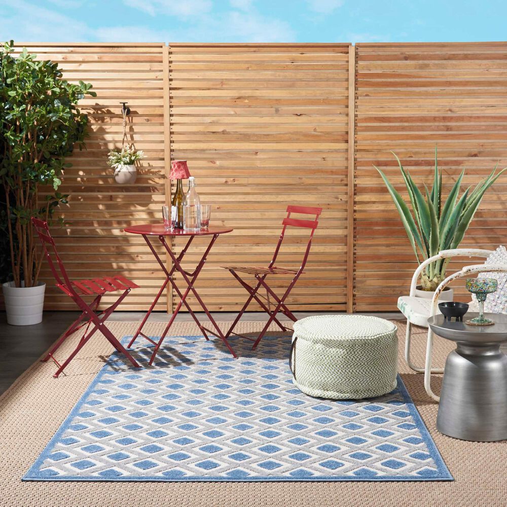Nourison Aloha ALH26 6&#39; x 9&#39; Blue and Grey Indoor/Outdoor Area Rug, , large