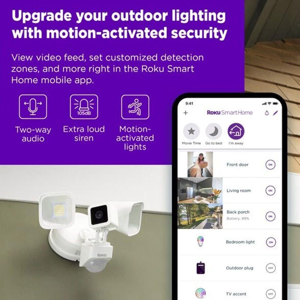 Roku Smart Home Floodlight Camera in White, , large
