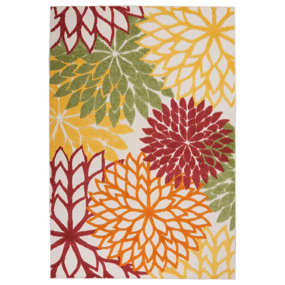 Nourison Aloha Tropical 5"3" x 7"5" Red and Multicolor Indoor/Outdoor Area Rug, , large