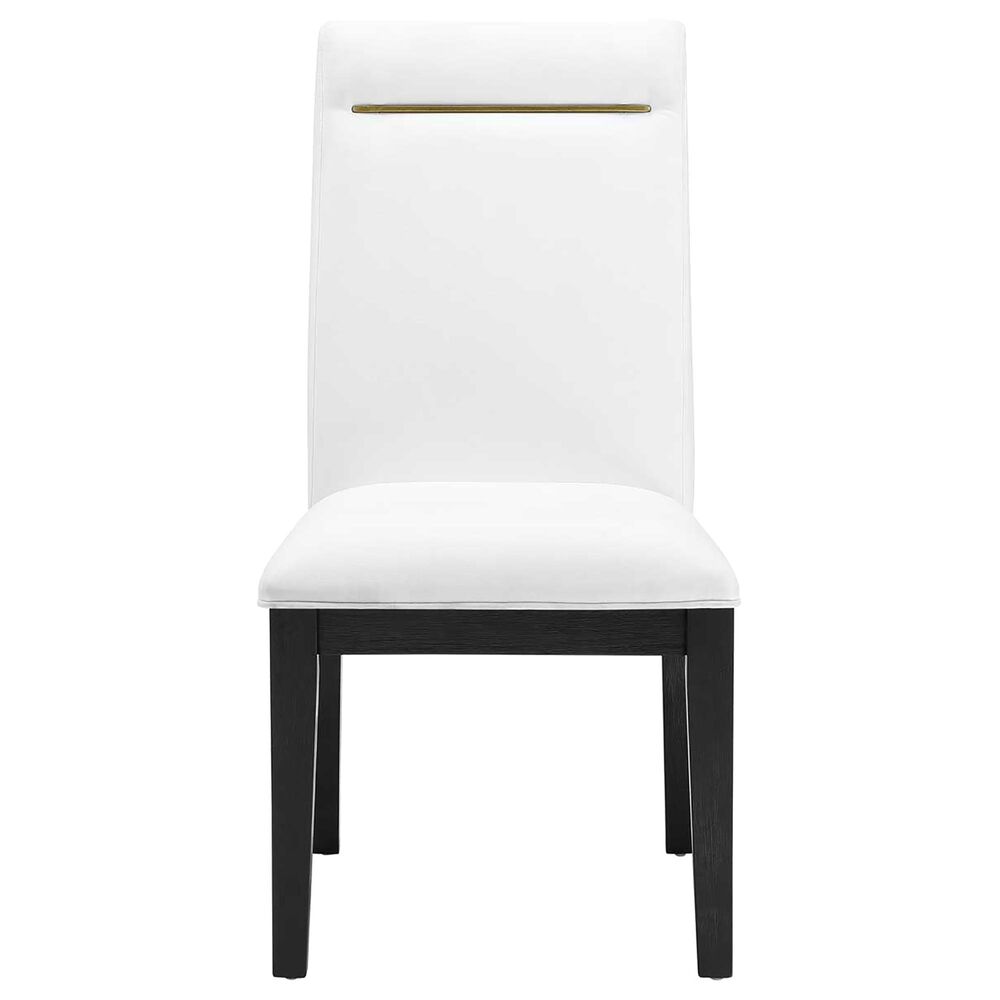 Steve Silver Yves Side Chair with White in Rubbed Charcoal, , large
