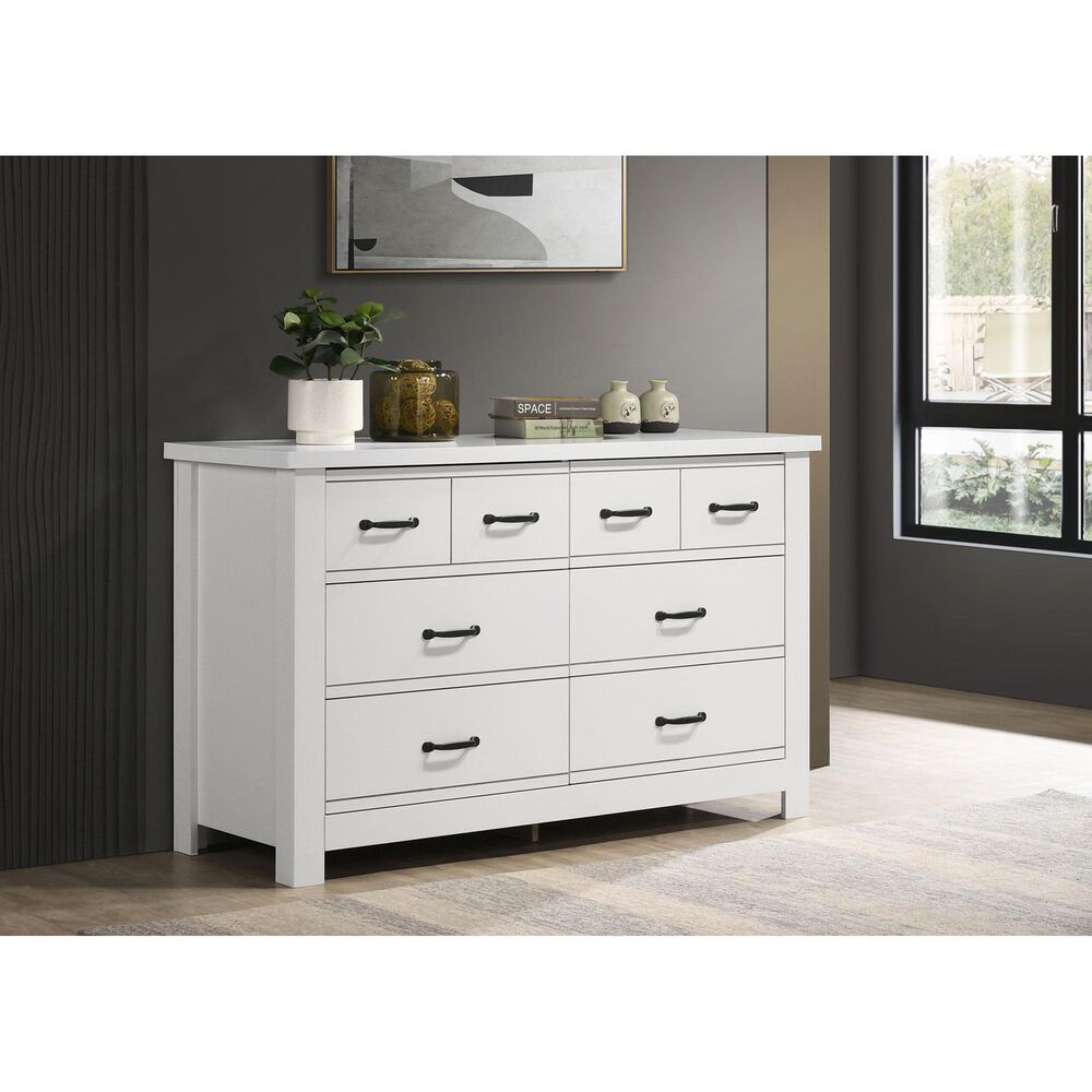 HOMLUX Cassini 6-Drawer Dresser with Black Handles in White, , large