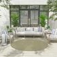 Nourison Courtyard Ivory and Green 6" Round Indoor/Outdoor Area Rug, , large