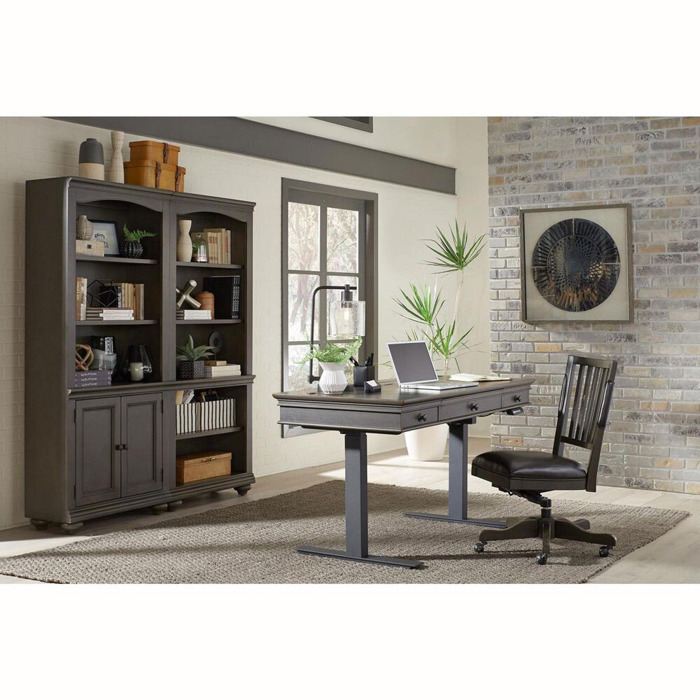 Riva Ridge Oxford 60&quot; Lift Desk in Peppercorn and Black, , large