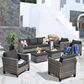 HOMLUX 7-Piece Rattan Sectional Set w/ Sofa + Footrests + Chairs, Black, , large