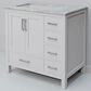 Lexora Home Jacques 36" Left Offset Single Bathroom Vanity in White with 2 cm White Carrara Marble Top and Rectangular Sink, , large